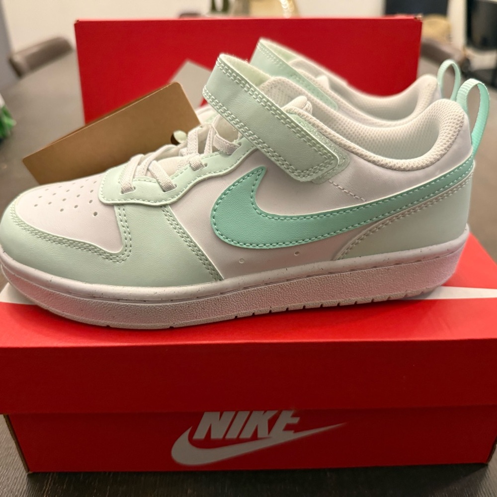 Nike Green and White Sneakers with Velcro Strap